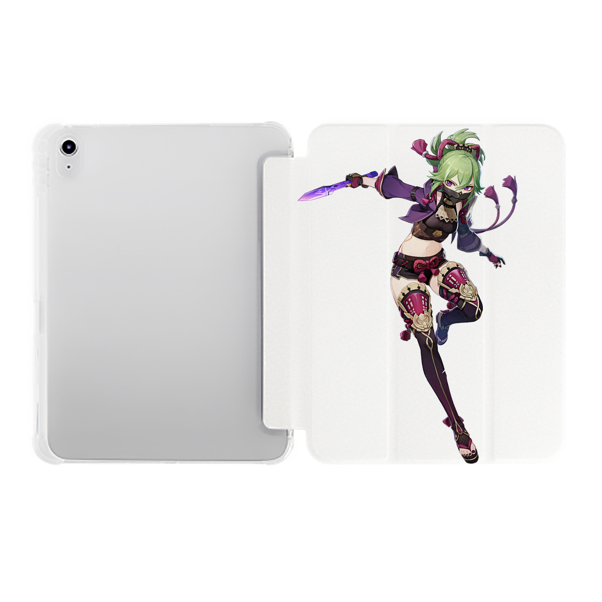 げんし神  久岐忍 くき しのぶ genshin Kuki Shinobu IPad ケース ペン収納付き 三つ折りスタンド PUレザー×シリコン 対応機種9.5/10.5/10.9インチ